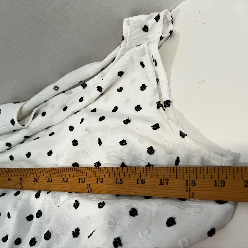 Unbranded Women XL White/Black Polka Dot Maxi Dress Sleeveless Pockets Lined